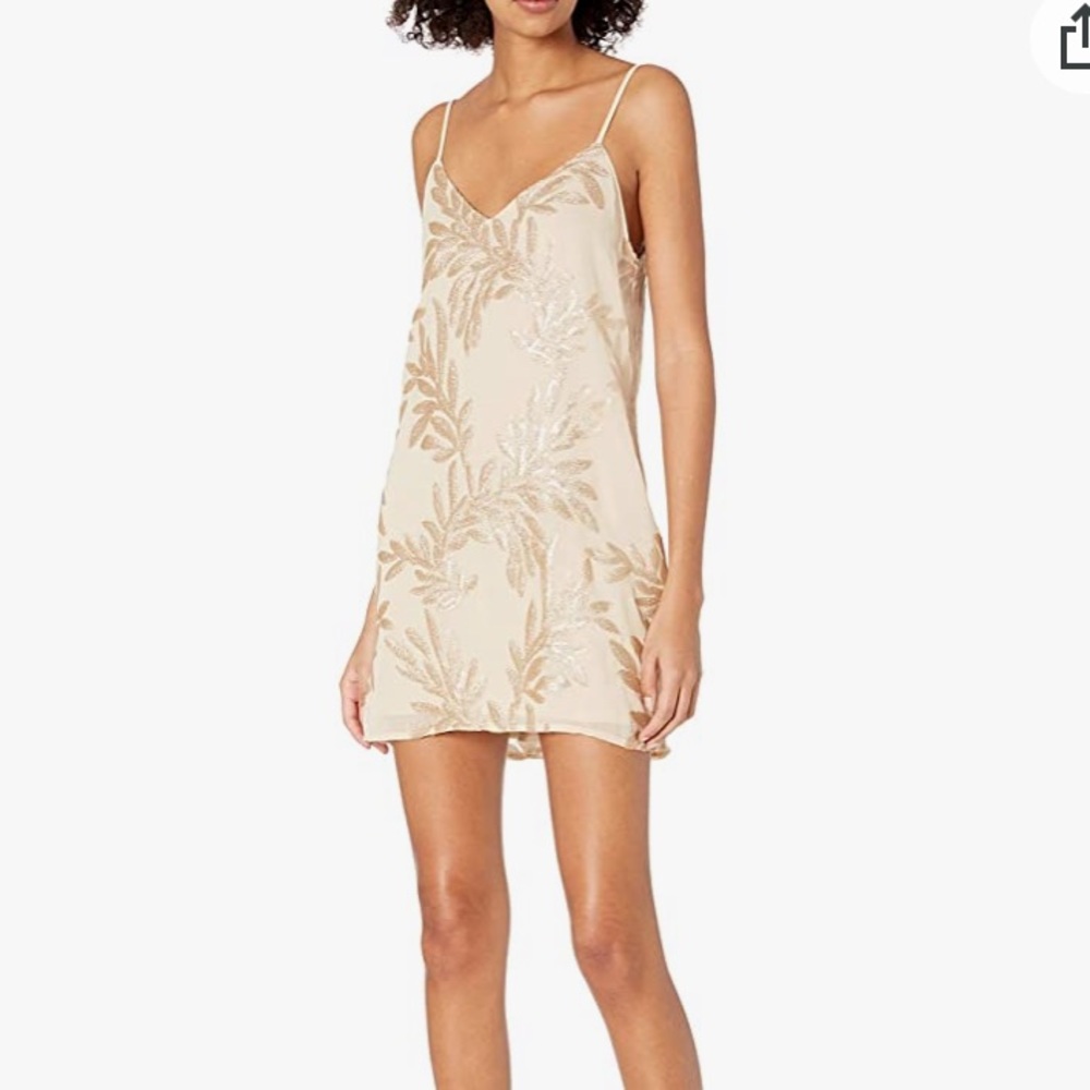 Show Me Your MuMu Vivienne Slip Dress Golden Goddess Sparkle Size Small